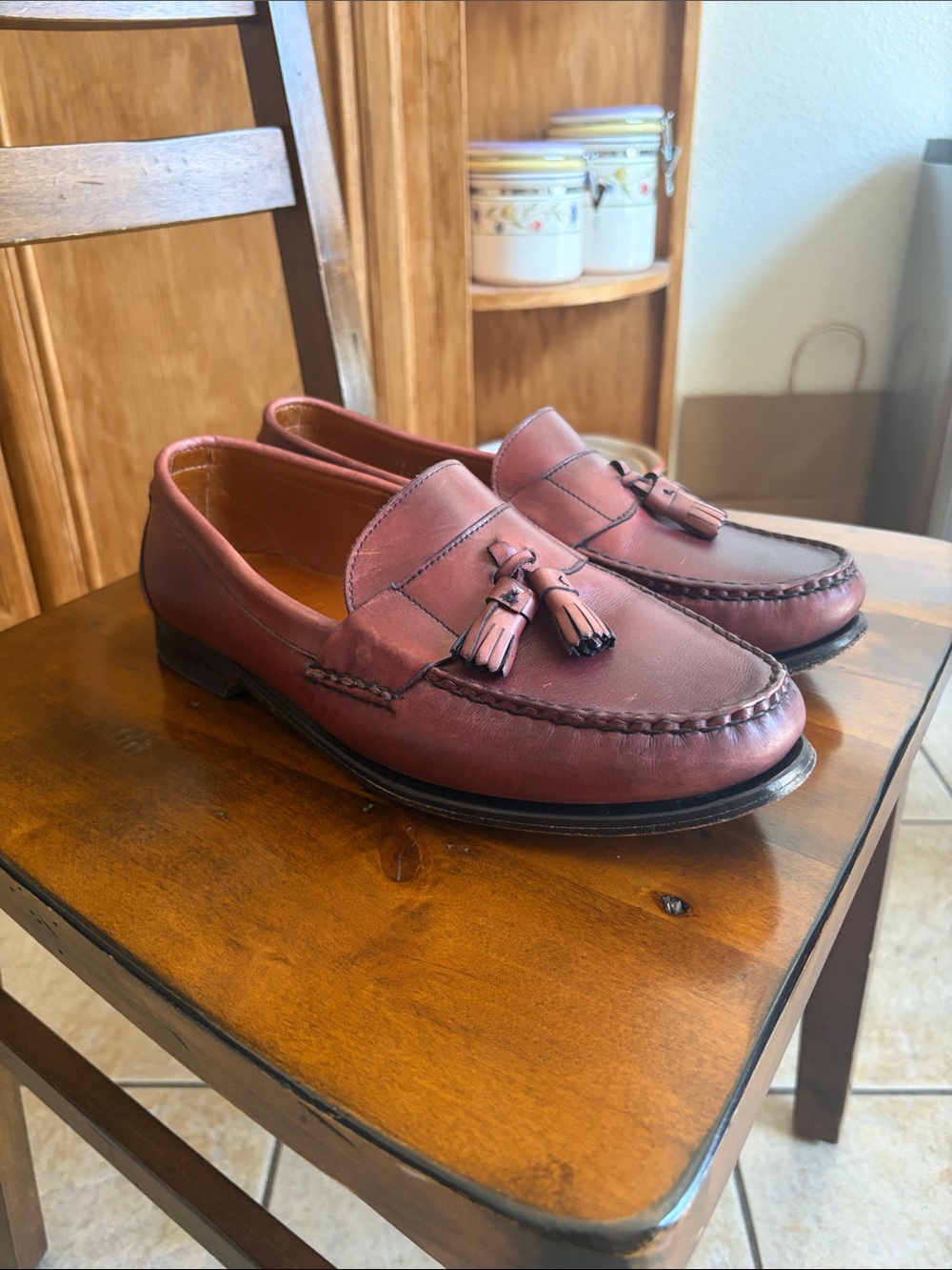 Allen Edmonds Burgundy Leather Tassel Loafers